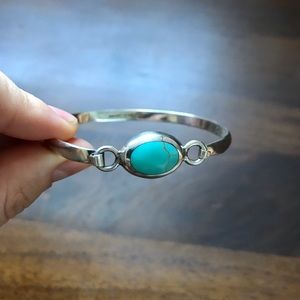 925 Sterling Silver and Genuine Turquoise Bangle
